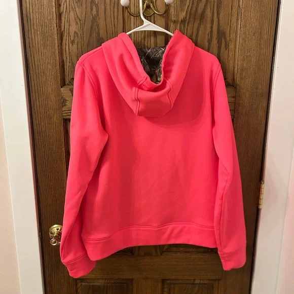Under Armour Blaze Pink Camo Pullover Hoodie Fleece Sweatshirt Size Large - Picture 7 of 8